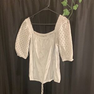Elegant White Eyelet Women's Top